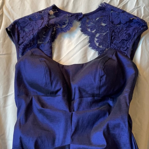 XSCAPE metallic Royal Blue ruched mermaid gown Sz6 - Picture 2 of 9